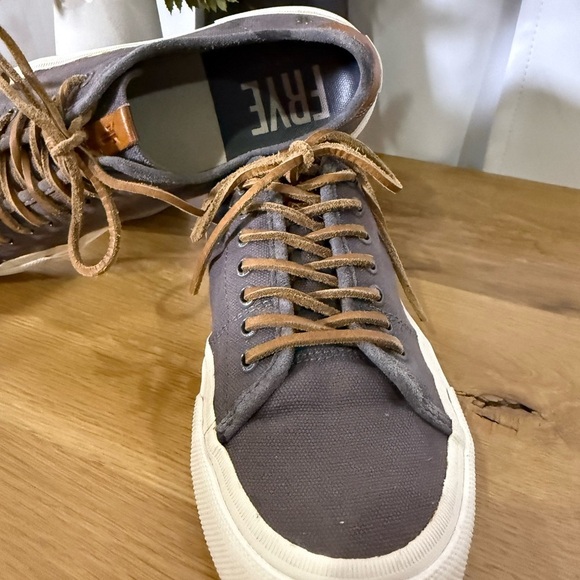 Frye Canvas Shoes Low Top brown Sneakers Men’s Size 10 Ludlow Classic casual - Picture 4 of 11